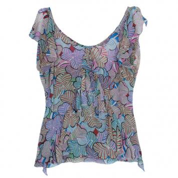Pre Owned Marc Jacobs Silk Ruffle Trimmed Top XS
