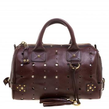 Pre Owned Marc Jacobs Brown Perforated Leather Satchel