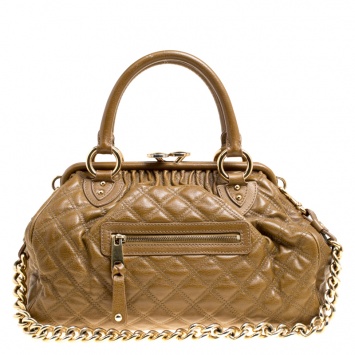 Pre Owned Marc Jacobs Khaki Quilted Leather Stam Shoulder Bag