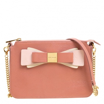 Pre Owned Marc Jacobs Bubble Gum Pink Leather Bow Chain Crossbody Bag