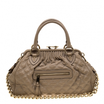 Pre Owned Marc Jacobs Light Brown Quilted Leather Stam Shoulder Bag