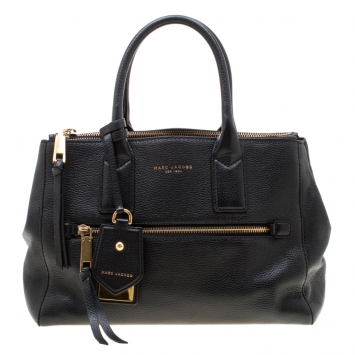 Pre Owned Marc Jacobs Black Leather Recruit East West Tote