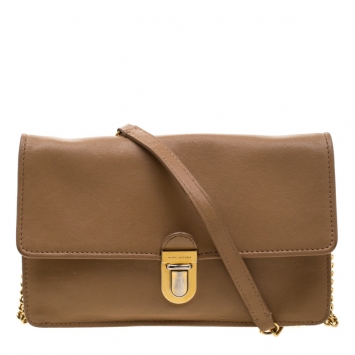 Pre Owned Marc Jacobs Tan Leather Crossbody Bag 