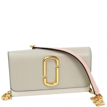 Pre Owned Marc Jacobs Gray/Ivory Leather Snapshot Crossbody Bag