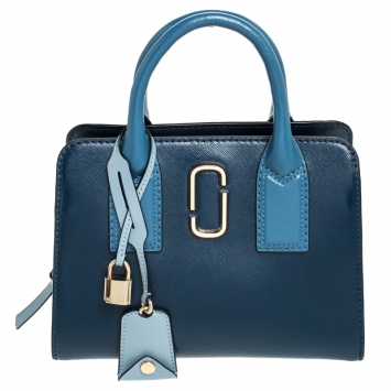 Pre Owned Marc Jacobs Blue Leather Little Big Shot Tote