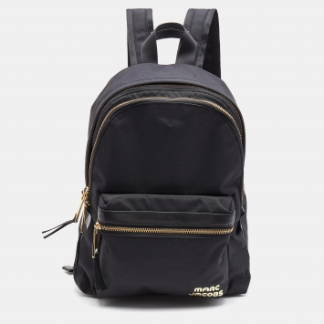 Pre Owned Marc Jacobs Black Nylon and Leather Classic Logo Backpack