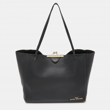 Pre Owned Marc Jacobs Black Leather The Kiss Shopper Tote