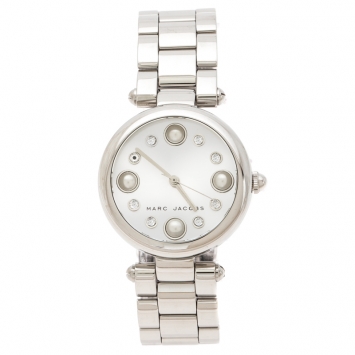 Pre Owned Marc Jacobs Silver Stainless Steel Dotty MJ3475 Women's Wristwatch 34 mm