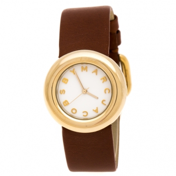 Pre Owned Marc By Marc Jacobs White Yellow Gold Plated MBM8520 Women's Wristwatch 33 mm