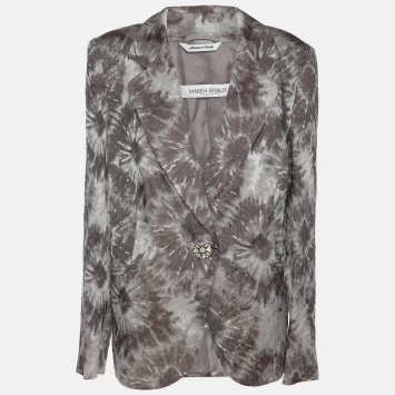 Marina Rinaldi Grey Jacquard Single Breasted Blazer L