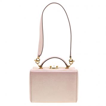 Pre Owned Mark Cross Pink Shimmering Leather Small Grace Box Bag