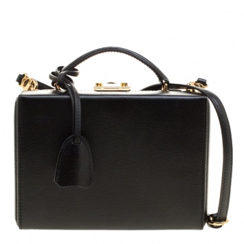 Pre Owned Mark Cross Black Leather Medium Grace Box Bag