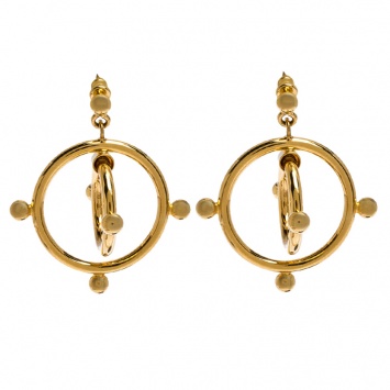 Pre Owned Marni Double Circle Hoop Gold Tone Earrings