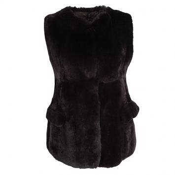 Pre Owned Marni Brown Rabbit Fur Vest S