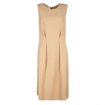Pre Owned Marni Pale Orange Box Pleat Detail Sleeveless Dress S