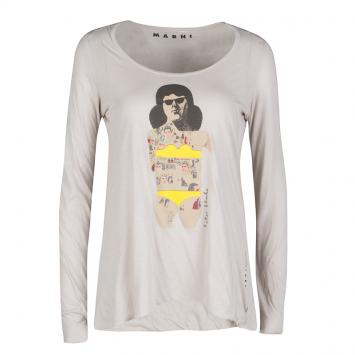 Pre Owned Peter Blake for Marni Beige Pop Art Print Long Sleeve T-Shirt S