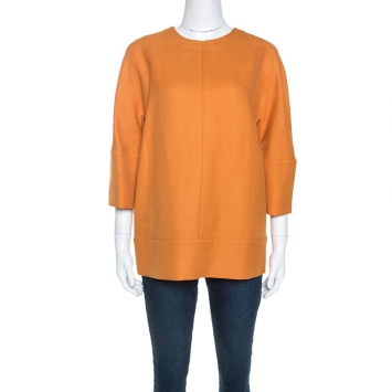 Pre Owned Marni Orange Wool Crepe Top M