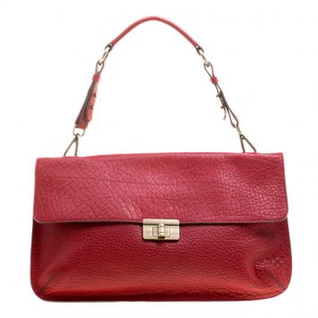 Pre Owned Marni Red Textured Leather Shoulder Bag
