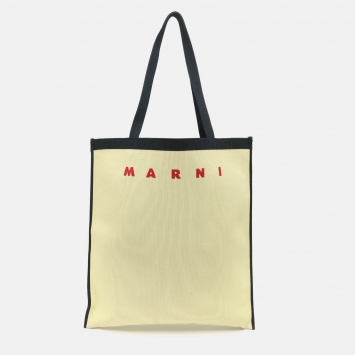 Pre Owned Marni Yellow/Navy Blue Nylon Tote