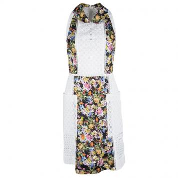 Pre Owned Mary Katrantzou White Ambile Printed Eyelet Lace Dress S