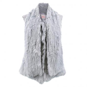 Pre Owned Matthew Williamson Grey Fur & Velvet Sleeveless Vest M