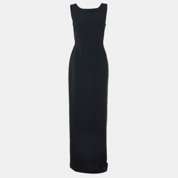 Pre Owned Max Mara Black Crepe Affetto Sleeveless Maxi Dress S
