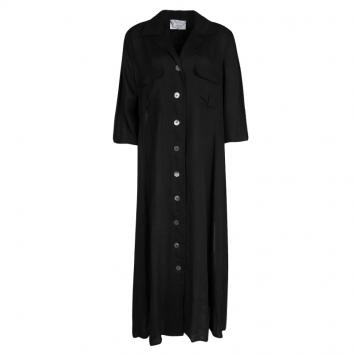 Pre Owned Max Mara Black Linen Shirt Dress L