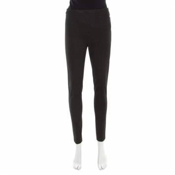 Pre Owned Max Mara Monochrome Dotted Jacquard High Waist Skinny Pants S