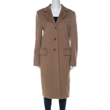 مملوكة مسبقًا Max Mara Camel Beige Wool Long Coat L