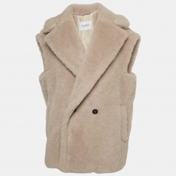 Pre Owned Max Mara Beige Wool-Blend Teddy Vest S