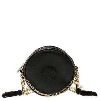 Pre Owned MCM Black PVC Visetos Round Chain Shoulder Bag