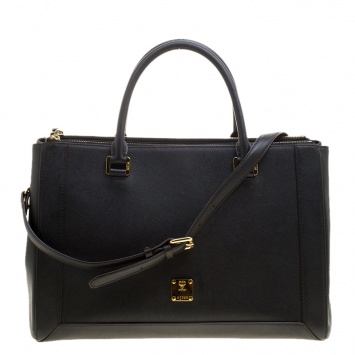 Pre Owned MCM Black Saffiano Leather Large Nuovo Tote