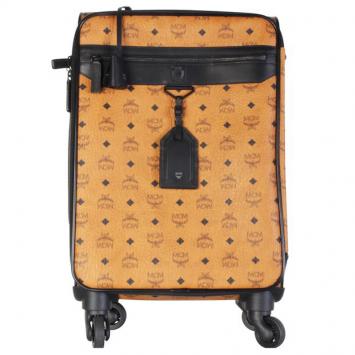 Pre Owned MCM Cognac Visetos Coated Canvas Traveler Cabin Trolley 