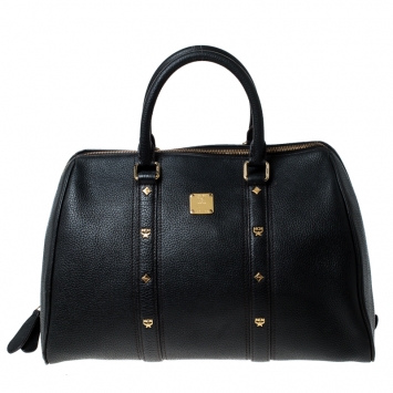 Pre Owned MCM Black Leather Bowler Bag