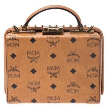 Pre Owned MCM Cognac Leather Berlin Top Handle Shoulder Bag