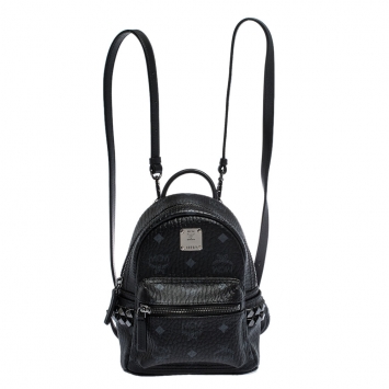 Pre Owned MCM Black Visetos Coated Canvas X-Mini Bebe Boo Backpack
