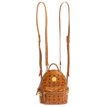 Pre Owned MCM Brown Visetos Coated Canvas X-Mini Bebe Boo Backpack