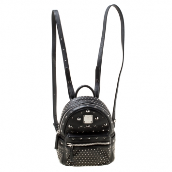 Pre Owned MCM Black Leather X Mini  Studded Strak-Bebe Boo Backpack