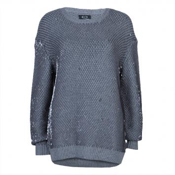 Pre Owned McQ by Alexander McQueen Grey Sequin Embellished Chunky Knit Sweater S