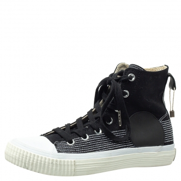 Pre Owned McQ by Alexander McQueen Black Canvas And Leather Swallow Plimsoll High Top Sneakers Size 40