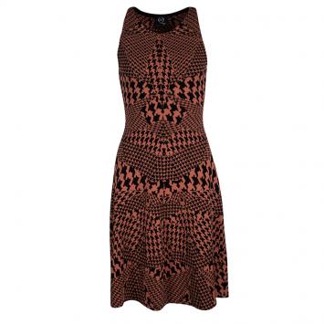 Pre Owned McQ By Alexander McQueen Orange Houndstooth Knit Sleeveless Dress S