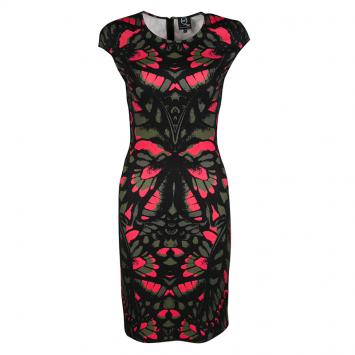 Pre Owned McQ By Alexander McQueen Multicolor Butterfly Kaleidoscope Print Cap Sleeve Dress M