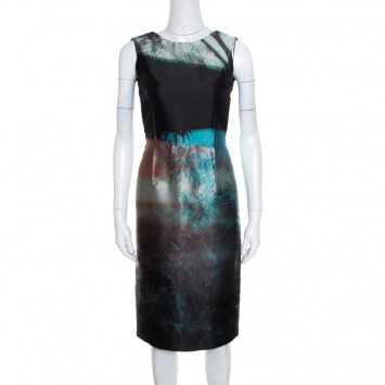 Pre Owned McQ by Alexander McQueen Haze Print Cutout Back Detail Sleeveless Dress S