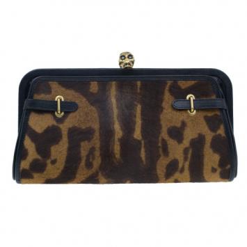 Pre Owned McQ by Alexander McQueen Calf Hair Convertible Leopard Clutch