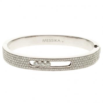 Pre Owned Messika Move Joaillerie Pavé Diamond 18k White Gold Bracelet
