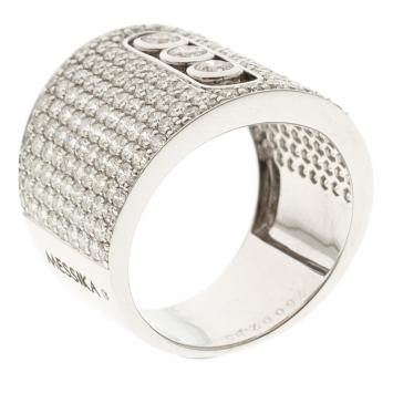 Pre Owned Messika Move Joaillerie Pave Diamond 18k White Gold Ring Size 52