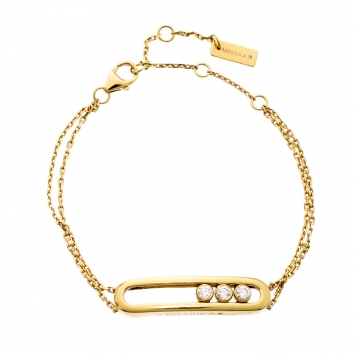 Pre Owned Messika Move Classique Diamond 18k Yellow Gold Double Chain Bracelet