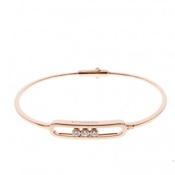 Pre Owned Messika Move Diamond 18k Rose Gold Narrow Bangle Bracelet
