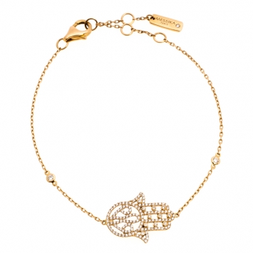 Pre Owned Messika Hamsa Diamond 18K Rose Gold Station Bracelet 