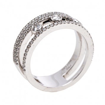 Pre Owned Messika Move Romane Pave Diamond 18K White Gold Band Ring Size 52